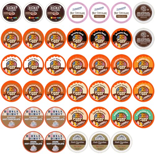 Perfect Samplers Hot Chocolate Pods, Hot Cocoa Single Serve Cups for Keurig K Cup Brewers, 40 Count