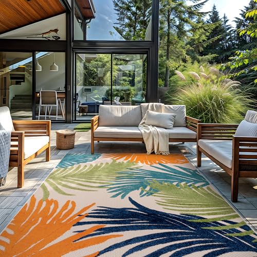 Rugshop Multi Lucca Contemporary Floral Indoor/Outdoor Area Rug Durable Polypropylene, Weather Resistant, Perfect for Patio, Backyard, Deck and Outdoor Lounge, High Traffic Areas 8'8" x 12'