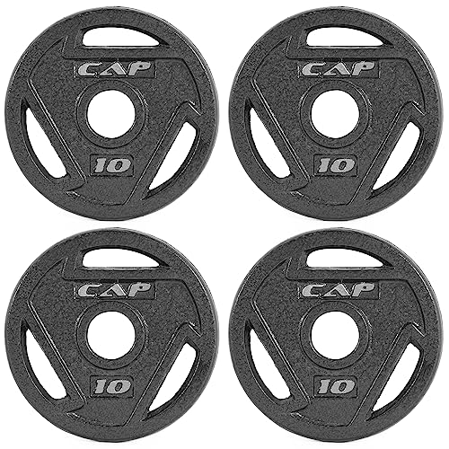 CAP Barbell 10 LB Cast Iron Olympic 2-Inch Grip Weight Plate - Set of 4 | Black