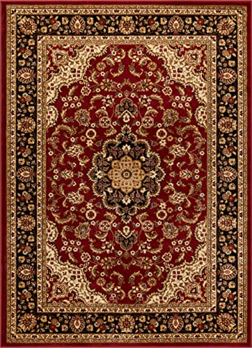 Well Woven Barclay Collection Medallion Kashan Red 4x5 Area Rug - for Entryways, Small Bedrooms, Living Rooms
