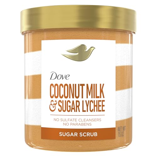Dove Sugar Body Scrub Coconut & Lychee For Women For Exfoliated & Hydrated skin 15 oz