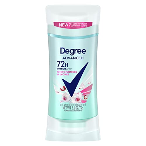 Degree Advanced Protection Antiperspirant Deodorant White Flowers & Lychee for 72-Hour Sweat & Odor Control for Women, with Body Heat Activated Technology, 2.6 oz