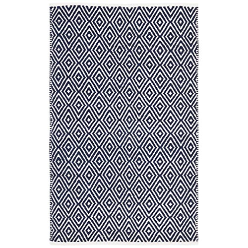 SAFAVIEH Boston Collection 2'6" x 4' Navy BOS682D Handmade Flatweave Cotton Accent Rug