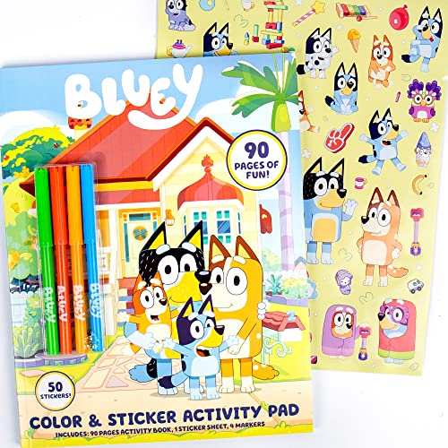 Horizon Group USA Activity Book for Kids, Coloring and Sticker Games for Children, Includes Markers, Bluey