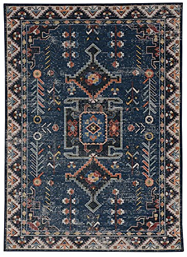 Linon The Anywhere Washable Rug Hampton Navy/Ivory 2' X 3' Accent Rug