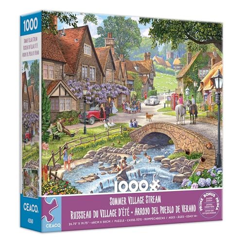 Ceaco - Summer Village Stream - 1000 Piece Puzzle for Adults - Challenging and Perfect for Game Nights - Finished Puzzle Size 26.25 x 19.75