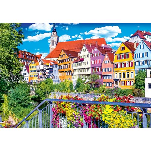 RoseArt - Kodak Premium - Floral Colorful Town, Tubingen Germany - 1500 Piece Jigsaw Puzzle for Adults