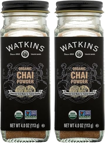 Watkins Gourmet Organic Spice Jar, Chai Powder, Non-GMO, Kosher, 4.0 oz. Bottle, 2-Pack