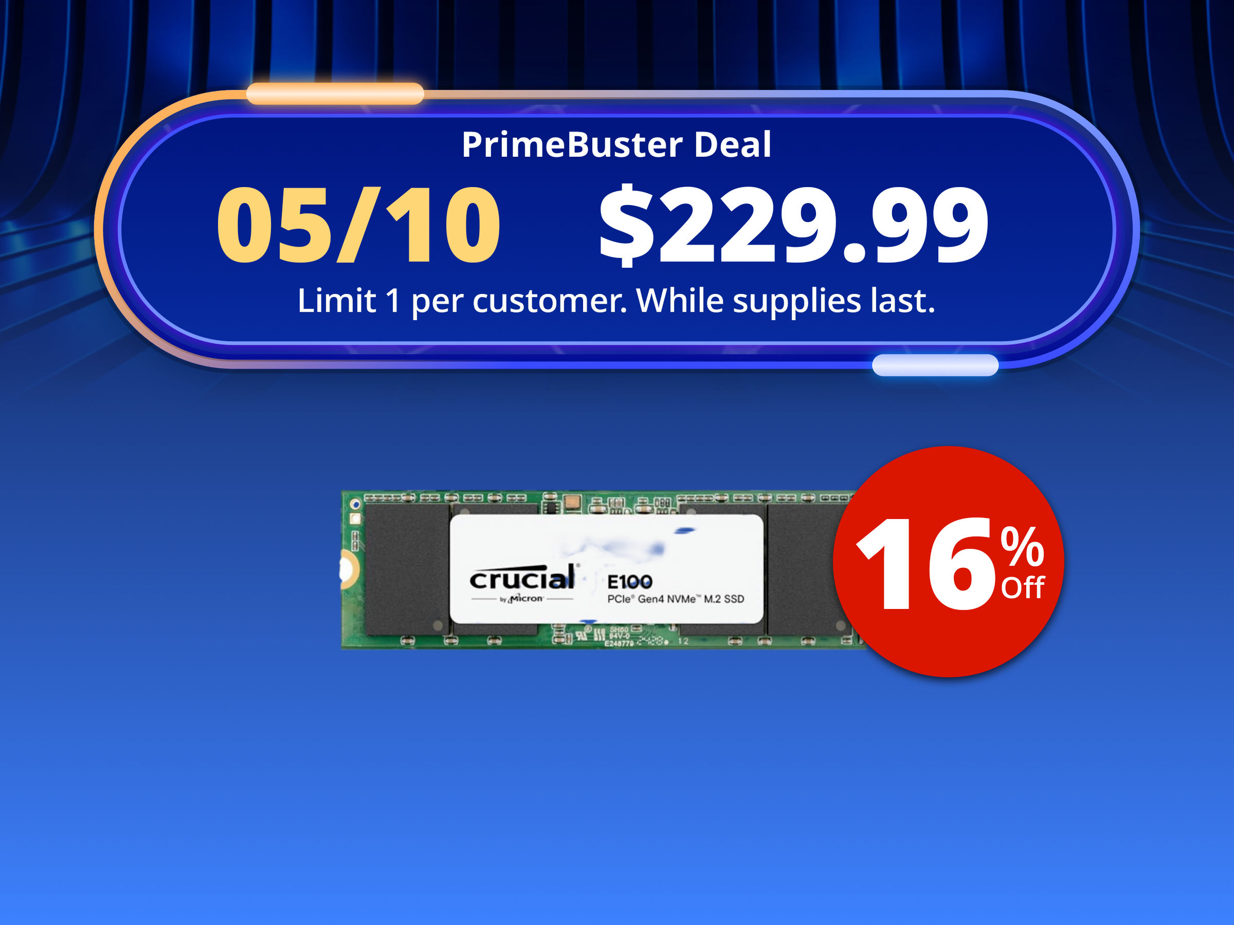 Crucial E100 2TB M.2 2280 NVMe PCI-Express 4.0 x4 PCIe Gen4 Internal SSD - Up to 5,000MB/s - CT2000E100SSD8