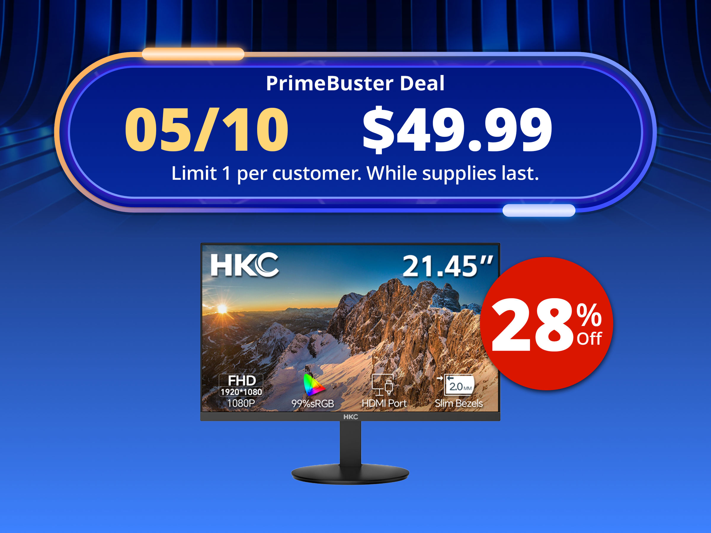 HKC 22 inch Full HD FHD 120Hz Low Blue Light Slim Bezel Computer Monitor for both work & causal gaming V2218M