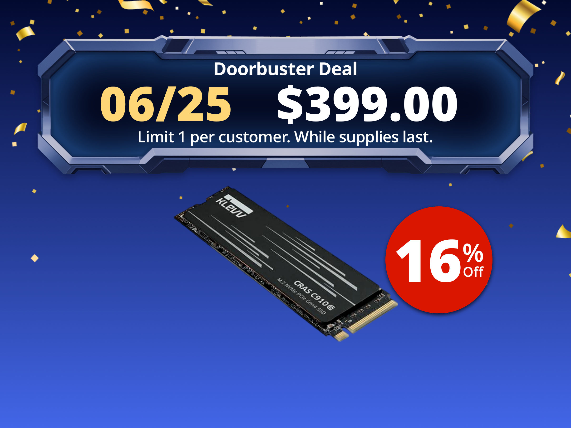 KLEVV K04TBM2SP0-10G CRAS C910G SSD 4TB, M.2 NVMe 2280, PCIe Gen4x4 Solid state Drive with Heatsink, Up to 5200MB/s