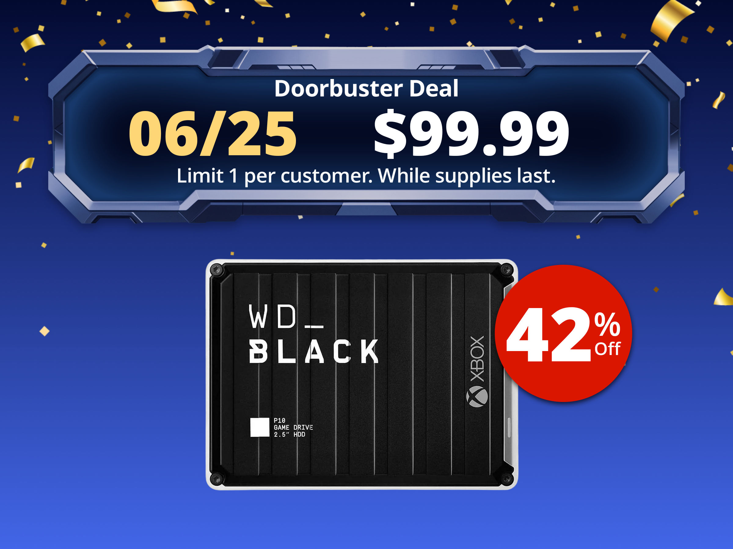 WD Black 2TB P10 Game Drive Portable External Hard Drive for Xbox USB 3.2 (WDBA6U0020BBK-WESN) Black with White Trim