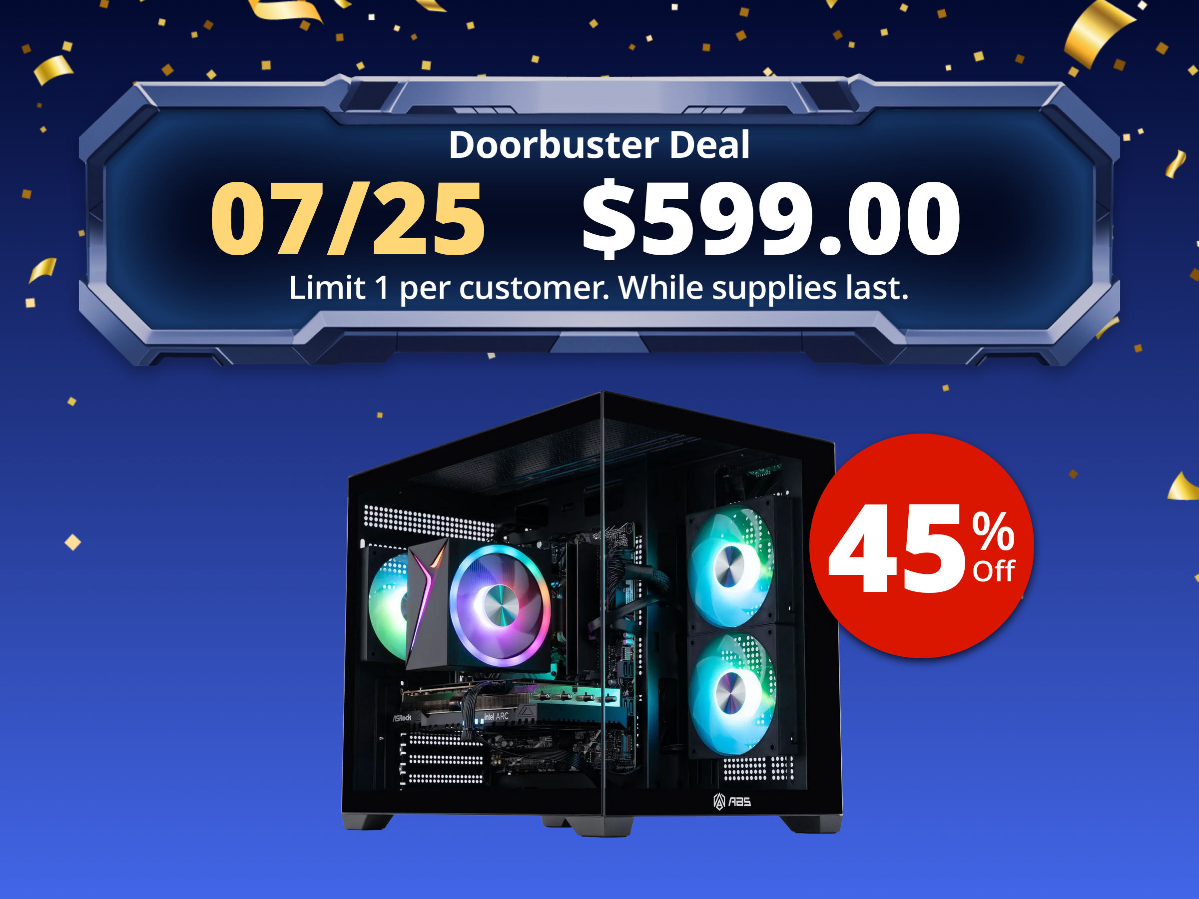 ABS Flux II Aqua Prebuilt Gaming PC - Windows 11 - Intel Core 5 120 - Arc A750 8GB - 16GB DDR4 - 1TB NVMe SSD