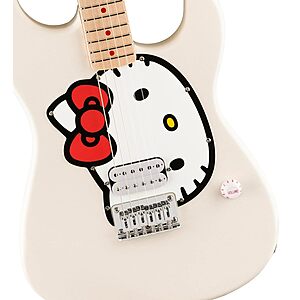 Fender x Hello Kitty Stratocaster Electric Guitar and Deluxe Hello Kitty Gig Bag, White $419.99 @Amazon