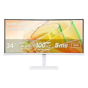 Samsung 34" ViewFinity (S65TC) Ultra-WQHD 1000R Curved Computer Monitor $399.99