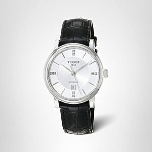 Tissot Womens Tissot Carson Premium Lady Automatic 316L Stainless Steel case Automatic Watch, Black, Leather, 15 (T1222071603601) $410