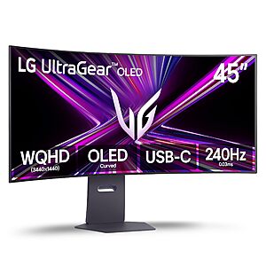 LG 45GX900A-B 45-Inch Ultragear WQHD (3440 x 1440) OLED Curved Gaming Monitor, 240Hz, 0.03ms $999.99
