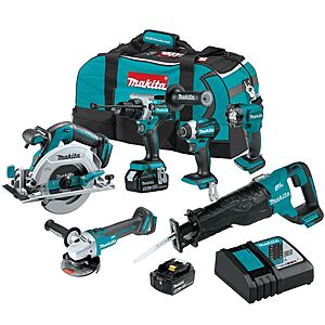 Makita XT616T 18V LXT&reg; Lithium-Ion Brushless Cordless 6-Pc. Combo Kit (5.0Ah) $889