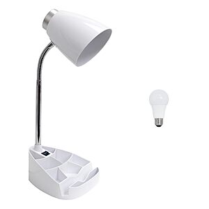 Simple Designs LD1002-WHT-LB 18.5" Gooseneck Organizer Desk Lamp with iPad Tablet Stand Book Holder with LED Bulb, White $7.69