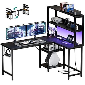OLIXIS L Shaped Desk, Gaming Desk, LED Lights, 53 Inch $79.99