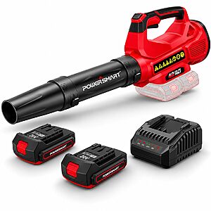PowerSmart 40V Leaf Blower Cordless, 650CFM 150MPH Performance with 2 x 2.0Ah Batteries & Chargers Included $59.99