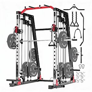 Smith Machine Home Gym &ndash; 2200LBS Multi-Function Squat Rack with Smith Bar $599.98