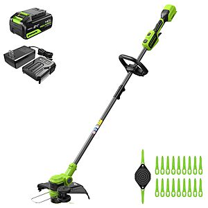 Greenworks 24V 13 in String Trimmer, 20 Blades, 4.0 Ah Battery $89.99