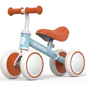 allobebe Baby Ride-On Balance Bike for 12&ndash;30 Months, Adjustable Seat, Soft Silent 4-Wheel Ride-On, various colors, from $28.29