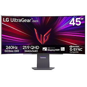 LG 45GS95QE Ultragear OLED Curved Gaming Monitor 45-Inch WQHD 800R 240Hz 0.03ms $1099.99