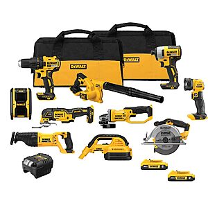 DEWALT 20V MAX Power Tool Combo Kit, 10 Tool Cordless Power Tool Set, 2 Batteries, Charger and 2 Bags Included, Dewalt Brushless Combo Kit (DCK1021D2) $649