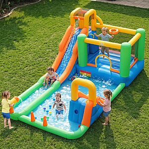 BOUNTECH Inflatable Water Slide, 8-in-1 Dual Slides Kids Water Park Jump Castle $242.99