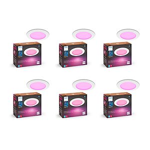 Philips Hue Smart Slim 6 Inch LED Downlight, 6-Pack $224.75 @Amazon