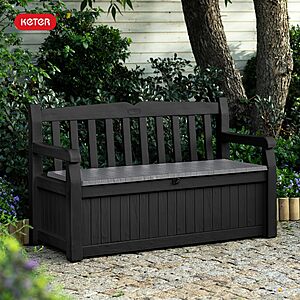 Keter Solana 70 Gal Outdoor Storage Bench for Patio and Pool Accessories, Graphite or Brown $139.99