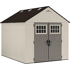 Suncast 8x10 Ft. Outdoor Storage Shed - Large Resin Outdoor Shed with Floor Included, Lockable Double Doors & Skylights. 547 Cu Ft Tremont Garden Resin Sheds $1103.18