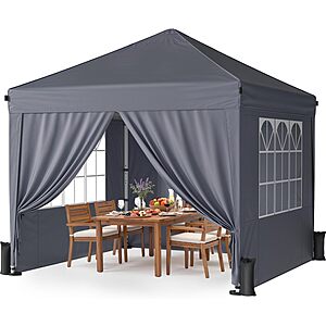 10x10 Pop Up Canopy Tent with 4 Sidewalls, Portable Outdoor Shelter, various colors $104.99