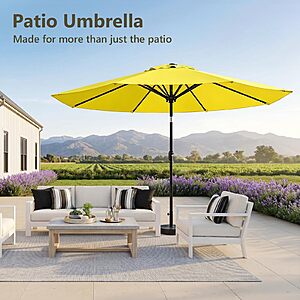 9FT Patio Umbrella,Outdoor Table Umbrella with Push Button Tilt & Crank,Pool Umbrella with Fade-Resistant Canopy, Heavy-Duty Steel Frame, Light Yellow or Dark Red $29.99 @Amazon