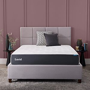 Lucid&reg; 10" Medium Gel Memory Foam Mattress &ndash; Bamboo Charcoal & Cooling Gel &ndash; Fiberglass Free &ndash; Bed in a Box &ndash; CertiPUR-US&reg; Certified &ndash; Queen Size $224.99