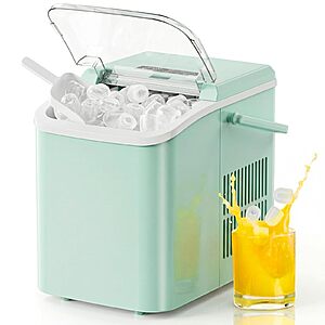 NEWBULIG Ice Makers Countertop with Handle, Portable Ice Machine, 9 Bullet Ice Cubes in 6 Mins, 26lbs in 24Hrs, Auto-Cleaning $54.99 at Amazon
