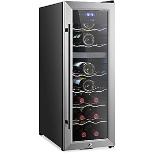 Nutrichef 18 Bottle Wine Fridge | Dual Zone Wine Chiller | Adjustable Temperature 41&deg;F to 64&deg;F | Ultra Quiet Operation Free Standing 32x11x23 IN | $184.18