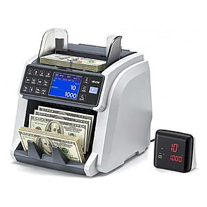 VEVOR Mixed Denomination Money Counter Machine, Multi-Currency Support, Bill Counter with CIS/UV/MG/IR/DD/DBL/HLF/CHN Counterfeit Detection $317.99 @Amazon