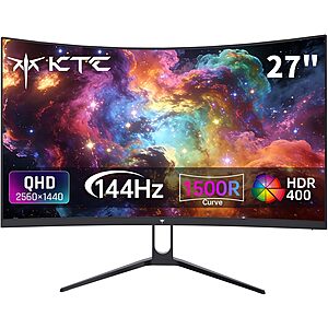 27" KTC 144Hz 2560x1440 1500R HVA Curved Gaming Monitor $83.29, 27" 240Hz 1080P 1ms IPS Gaming Monitor $90.99 & More + Free Shipping