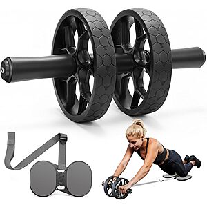 VINSGUIR Ab Roller Wheel for Beginners to Pros, Ab Roller with Adjustable & Detachable Resistance Band, Abs & Core Workout Equipment for Home Gym, Abdominal Wheel with Exercise Guide and Knee Pad, Men Women