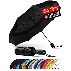 Repel Windproof Travel Umbrella - Compact & Withstands Winds up to 100MPH, Strongest Premium Auto Folding Umbrella for Rain and Sun - Durable, Light & Portable for Women & Men, Fits Backpack & Cars