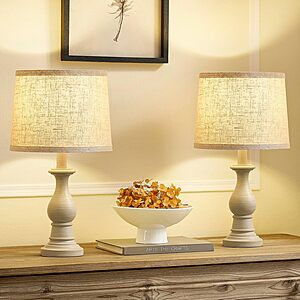 2-Pack 18.5" Hikczc Farmhouse Table Lamps w/ 2 LED Bulbs (Antique White) $26.51 + Free Shipping w/ Prime or on $35+