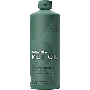 Select Accounts: 32-Oz Sports Research Organic Coconut MCT Oil (C8 +C10+C12, Unflavored) $14.55 w/ S&S & More + Free Shipping w/ Prime or on $35+
