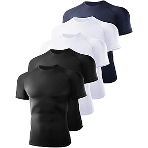 5-Pack BOOJO Men's Quick Dry Short Sleeve Compression Shirts (size S-XXL, various colors) from $12.73 + Free Shipping w/ Prime or on $35+
