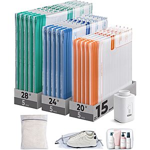Prime: 18-Pack BAGSMART Vacuum Storage Bags Travel Kit w/ Electric Pump (Multicolor or Gray) $12.32 + Free Shipping