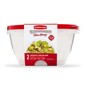 2-Pack 15.7-Cup Rubbermaid TakeAlongs Serving Bowl Food Storage Containers $5.73 + Free Shipping w/ Walmart+ or on $35+