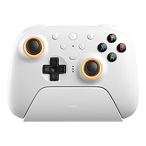 8BitDo Ultimate 2 Wireless Controller for Windows PC, Apple, Steam & Android, Gaming Controller with TMR Joysticks, Hall/Tactile Triggers, Motion Control, RGB Fire Ring, 1000Hz Polling Rate, White