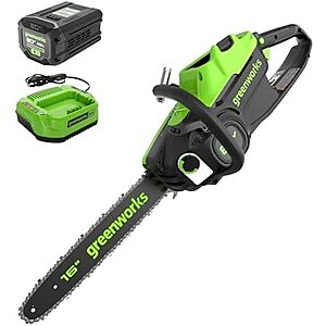 Greenworks 80V 16" Brushless Cordless Chainsaw (Great For Tree Felling, Limbing, Pruning, and Firewood), 75+ Compatible Tools, 2.5Ah Battery and Charger Included